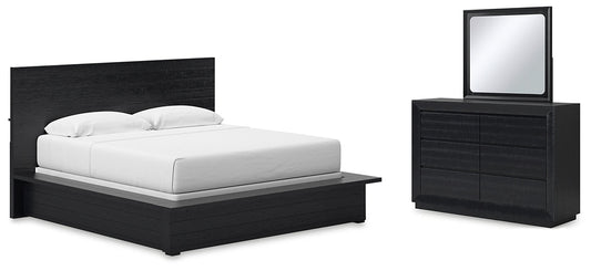 Londer King Panel Bed with Mirrored Dresser Millennium® by Ashley