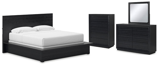 Londer King Panel Bed with Mirrored Dresser and Chest Millennium® by Ashley