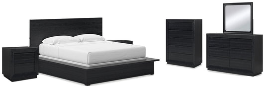 Londer King Panel Bed with Mirrored Dresser, Chest and 2 Nightstands Millennium® by Ashley