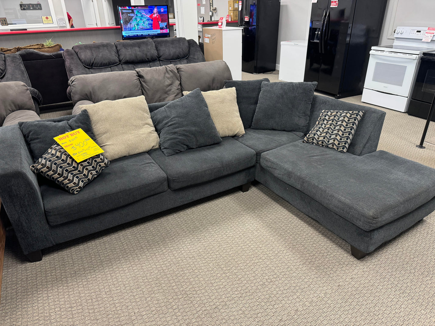 Gray Sectional Used DELTA FURNITURE