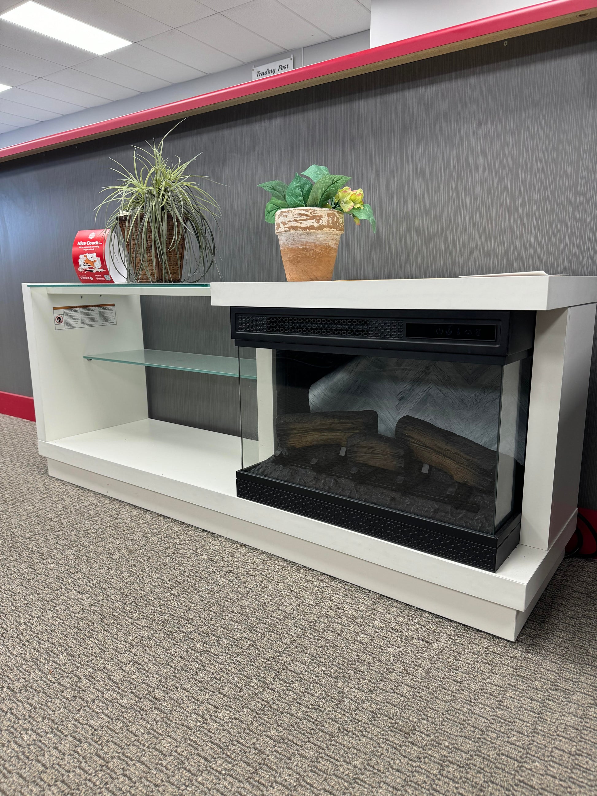 White TV Stand With Fireplace Twin-Star International Inc.