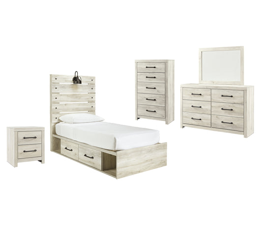 Cambeck Twin Panel Bed with 4 Storage Drawers with Mirrored Dresser, Chest and Nightstand Signature Design by Ashley®