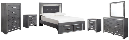 Lodanna Full Panel Bed with 2 Storage Drawers with Mirrored Dresser, Chest and 2 Nightstands Signature Design by Ashley®