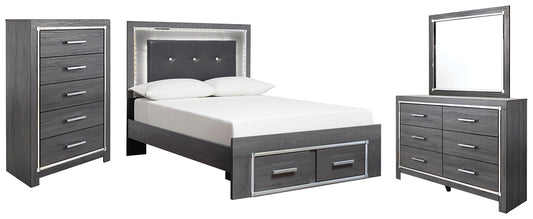 Lodanna Full Panel Bed with 2 Storage Drawers with Mirrored Dresser and Chest Signature Design by Ashley®