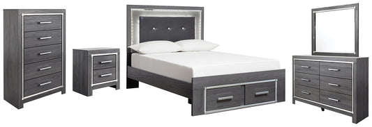 Lodanna Full Panel Bed with 2 Storage Drawers with Mirrored Dresser, Chest and Nightstand Signature Design by Ashley®