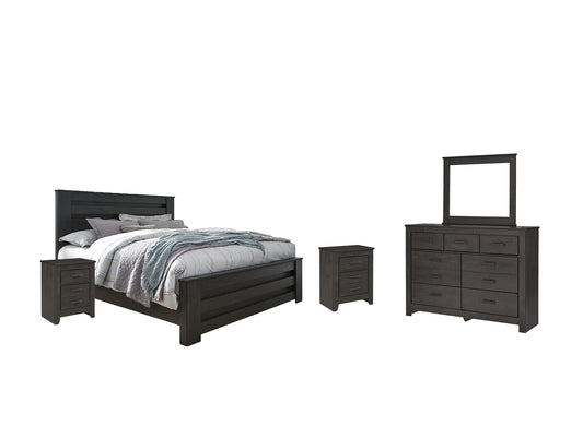 Brinxton King Panel Bed with Mirrored Dresser and 2 Nightstands Signature Design by Ashley®