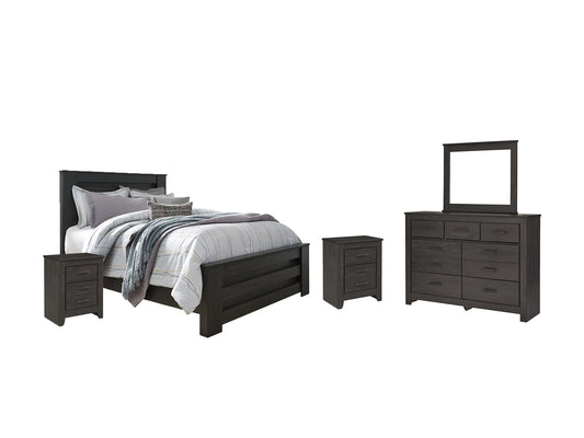 Brinxton Queen Panel Bed with Mirrored Dresser and 2 Nightstands Signature Design by Ashley®