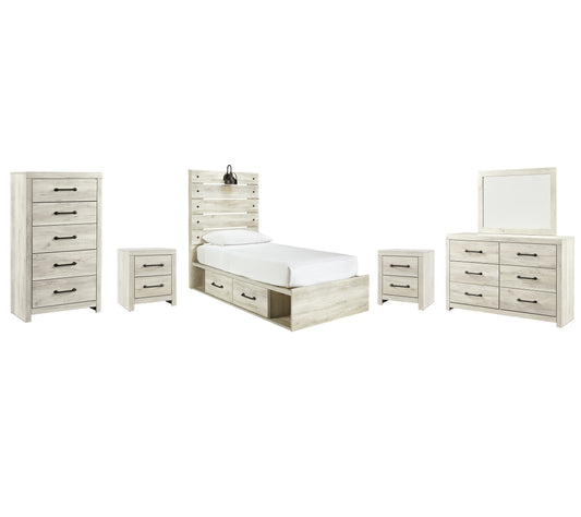 Cambeck Twin Panel Bed with 4 Storage Drawers with Mirrored Dresser, Chest and 2 Nightstands Signature Design by Ashley®