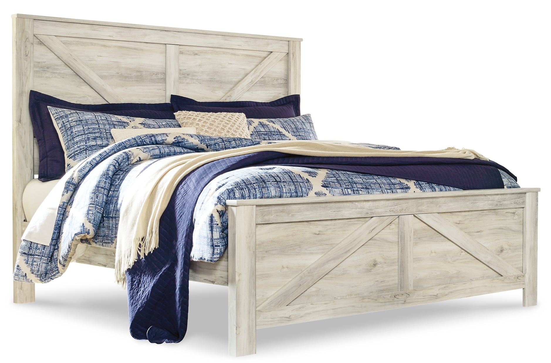 Bellaby Queen Crossbuck Panel Bed with Mirrored Dresser, Chest and 2 Nightstands Signature Design by Ashley®