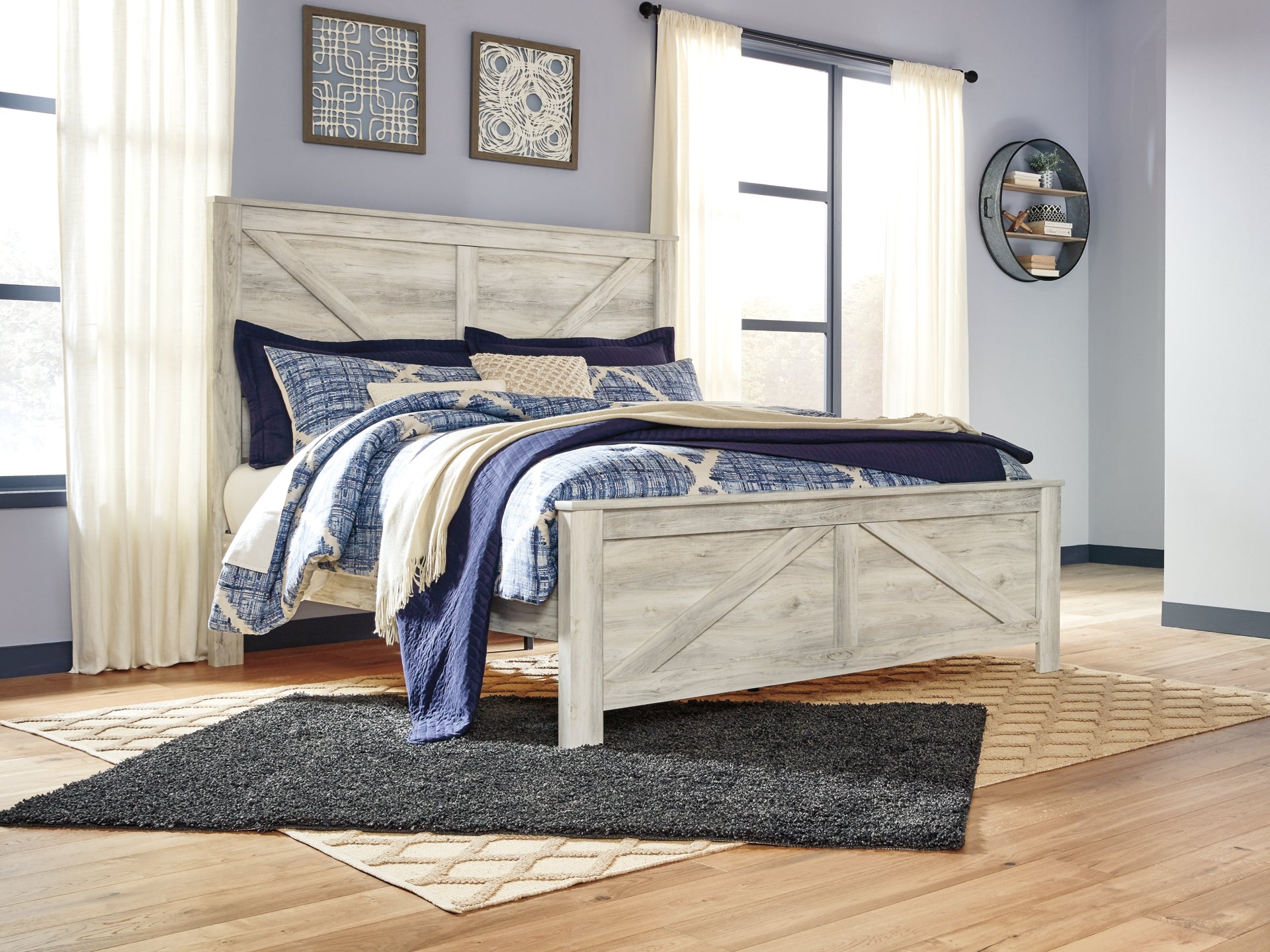 Bellaby Queen Crossbuck Panel Bed with Mirrored Dresser Signature Design by Ashley®