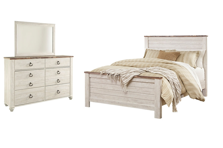 Willowton Queen Panel Bed with Mirrored Dresser Signature Design by Ashley®