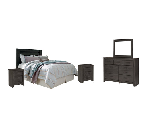 Brinxton King/California King Panel Headboard with Mirrored Dresser and 2 Nightstands Signature Design by Ashley®