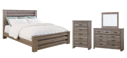 Zelen King Panel Bed with Mirrored Dresser and Chest Signature Design by Ashley®