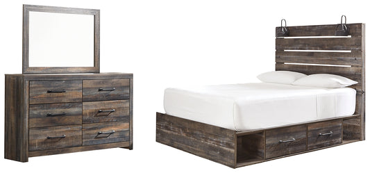 Drystan Queen Panel Bed with 2 Storage Drawers with Mirrored Dresser Signature Design by Ashley®