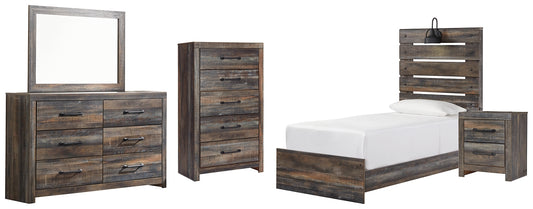 Drystan Twin Panel Bed with Mirrored Dresser, Chest and Nightstand Signature Design by Ashley®