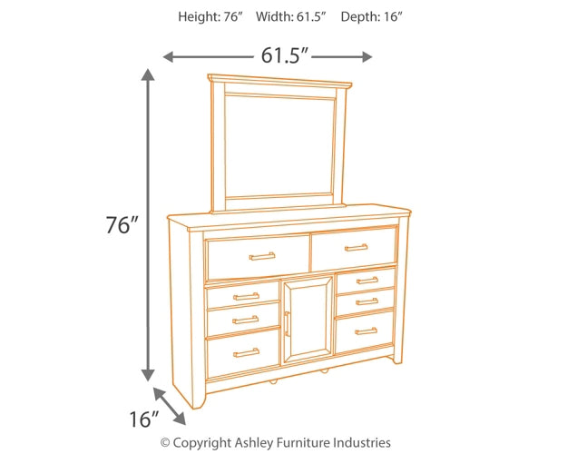 Juararo California King Panel Bed with Mirrored Dresser, Chest and Nightstand Signature Design by Ashley®