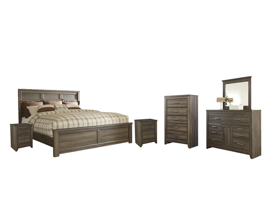 Juararo California King Panel Bed with Mirrored Dresser, Chest and 2 Nightstands Signature Design by Ashley®