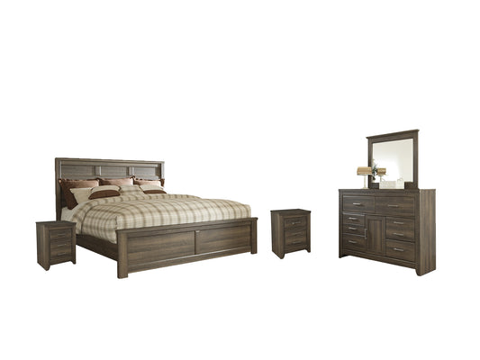 Juararo California King Panel Bed with Mirrored Dresser and 2 Nightstands Signature Design by Ashley®