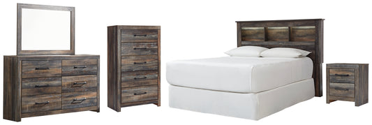 Drystan Queen/Full Bookcase Headboard with Mirrored Dresser, Chest and Nightstand Signature Design by Ashley®