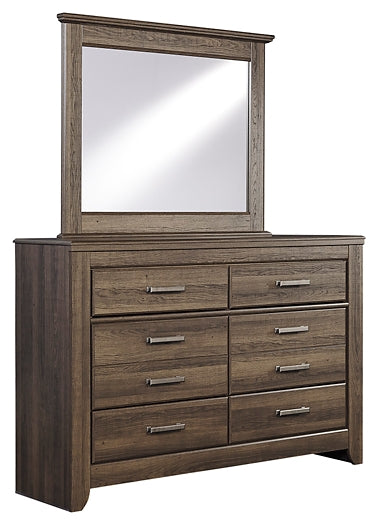 Juararo California King Poster Bed with Mirrored Dresser Signature Design by Ashley®