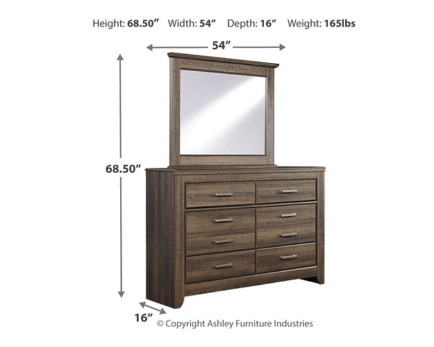 Juararo California King Poster Bed with Mirrored Dresser Signature Design by Ashley®