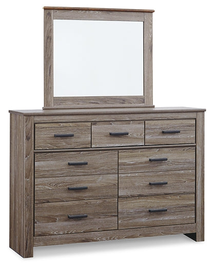 Zelen Queen/Full Panel Headboard with Mirrored Dresser and 2 Nightstands Signature Design by Ashley®