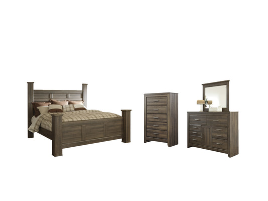 Juararo California King Poster Bed with Mirrored Dresser and Chest Signature Design by Ashley®