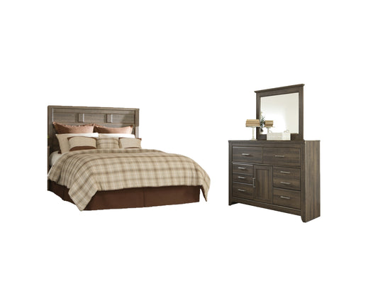 Juararo Queen Panel Headboard with Mirrored Dresser Signature Design by Ashley®