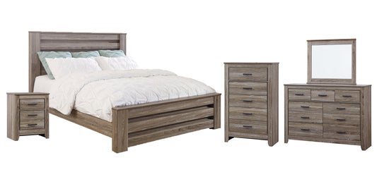 Zelen King Panel Bed with Mirrored Dresser, Chest and 2 Nightstands Signature Design by Ashley®