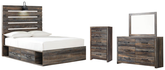 Drystan Twin Panel Bed with 2 Storage Drawers with Mirrored Dresser and Chest Signature Design by Ashley®