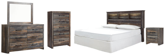 Drystan King/California King Bookcase Headboard with Mirrored Dresser, Chest and Nightstand Signature Design by Ashley®