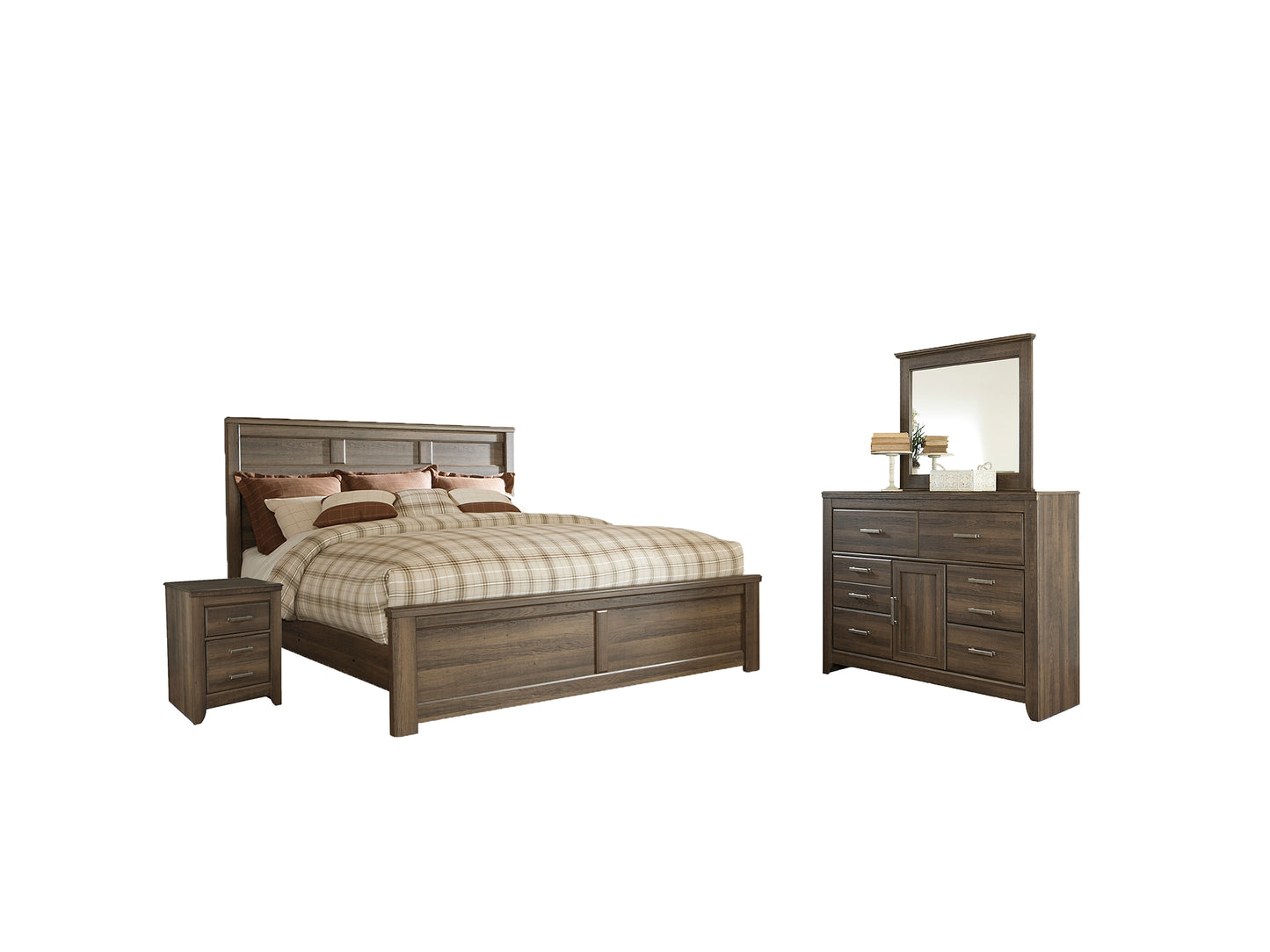 Juararo King Panel Bed with Mirrored Dresser and 2 Nightstands Signature Design by Ashley®