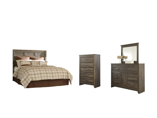 Juararo Queen Panel Headboard with Mirrored Dresser and Chest Signature Design by Ashley®