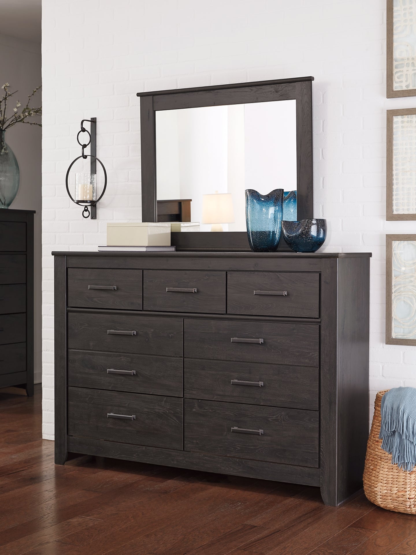 Brinxton King/California King Panel Headboard with Mirrored Dresser, Chest and Nightstand Signature Design by Ashley®