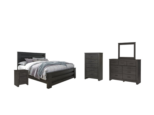 Brinxton King Panel Bed with Mirrored Dresser, Chest and Nightstand Signature Design by Ashley®