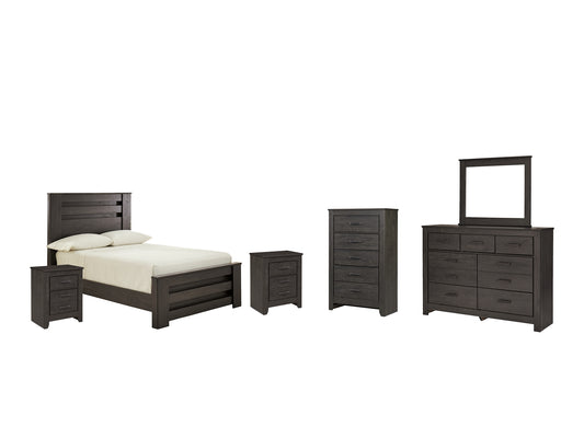 Brinxton Full Panel Bed with Mirrored Dresser, Chest and 2 Nightstands Signature Design by Ashley®