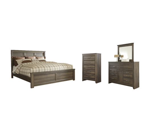 Juararo King Panel Bed with Mirrored Dresser and Chest Signature Design by Ashley®