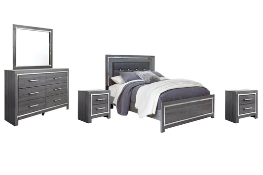 Lodanna Queen Panel Bed with Mirrored Dresser and 2 Nightstands Signature Design by Ashley®