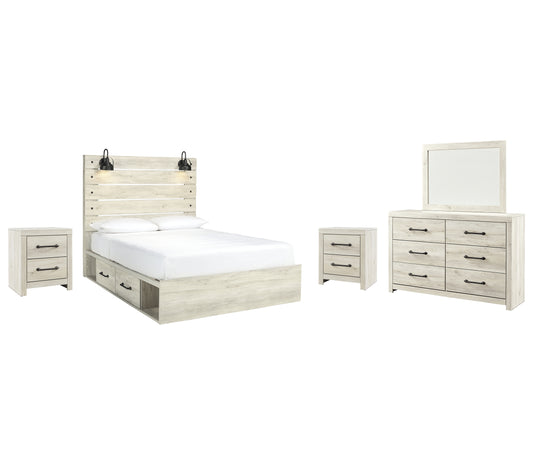 Cambeck Queen Panel Bed with 4 Storage Drawers with Mirrored Dresser and 2 Nightstands Signature Design by Ashley®