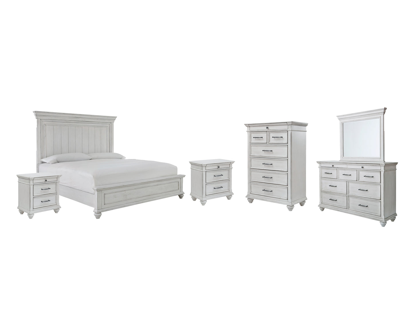 Kanwyn Queen Panel Bed with Mirrored Dresser, Chest and 2 Nightstands Benchcraft®