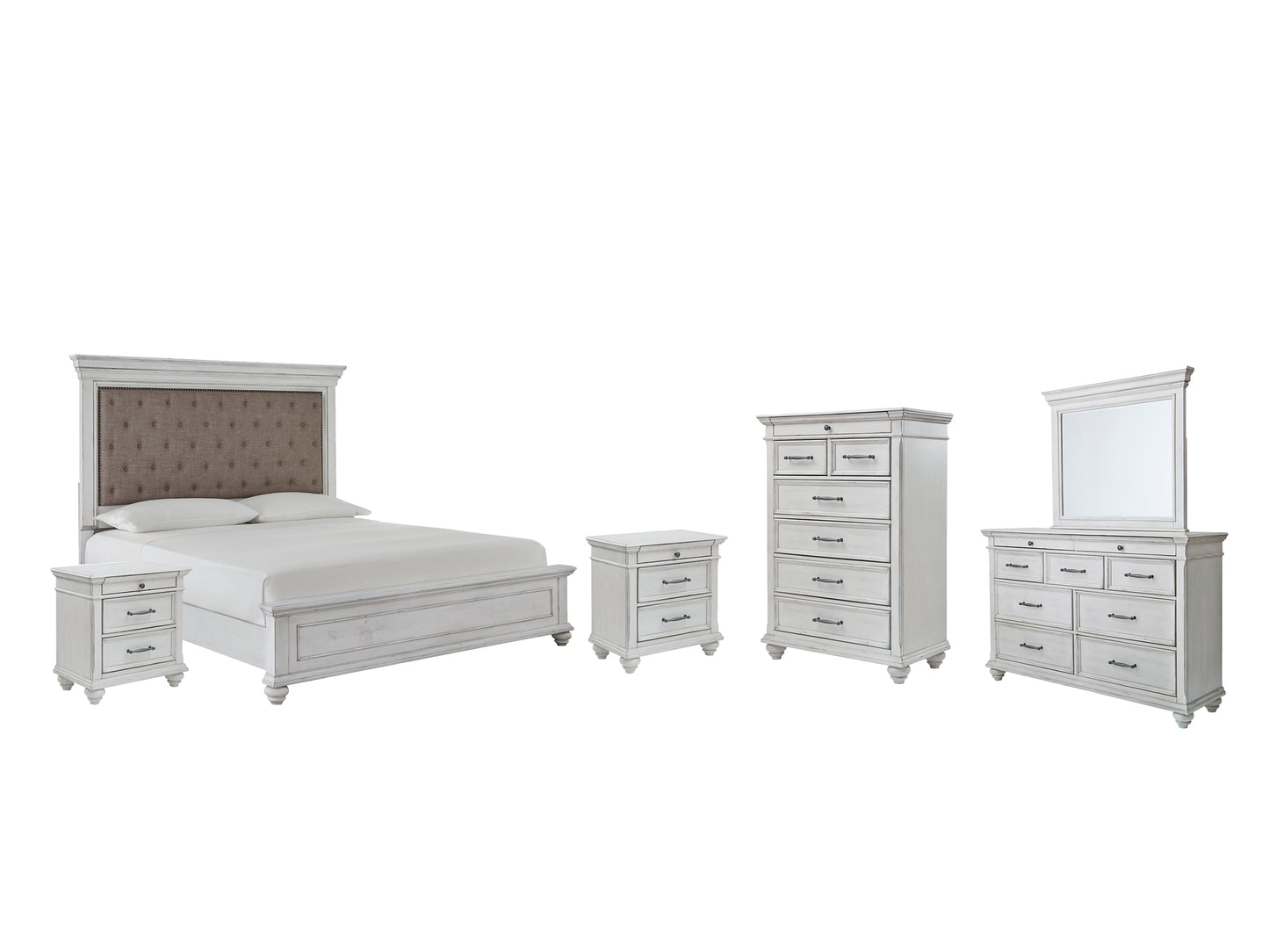 Kanwyn Queen Panel Bed with Mirrored Dresser, Chest and 2 Nightstands Benchcraft®