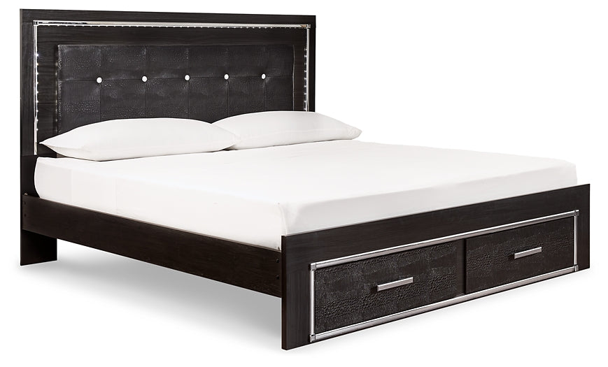 Kaydell King Panel Bed with Storage with Mirrored Dresser, Chest and Nightstand Signature Design by Ashley®
