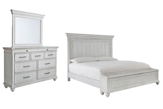 Kanwyn King Panel Bed with Storage with Mirrored Dresser Benchcraft®