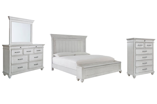 Kanwyn King Panel Bed with Storage with Mirrored Dresser and Chest Benchcraft®