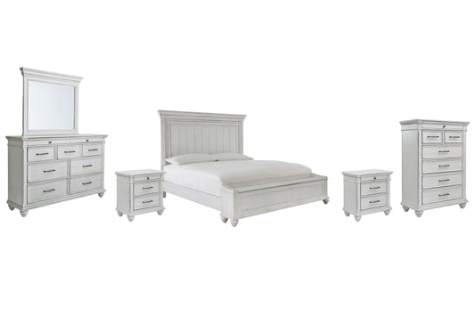 Kanwyn King Panel Bed with Storage with Mirrored Dresser, Chest and 2 Nightstands Benchcraft®