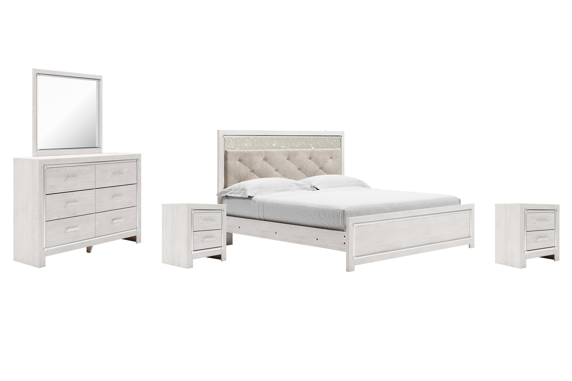 Altyra King Panel Bed with Mirrored Dresser and 2 Nightstands Signature Design by Ashley®