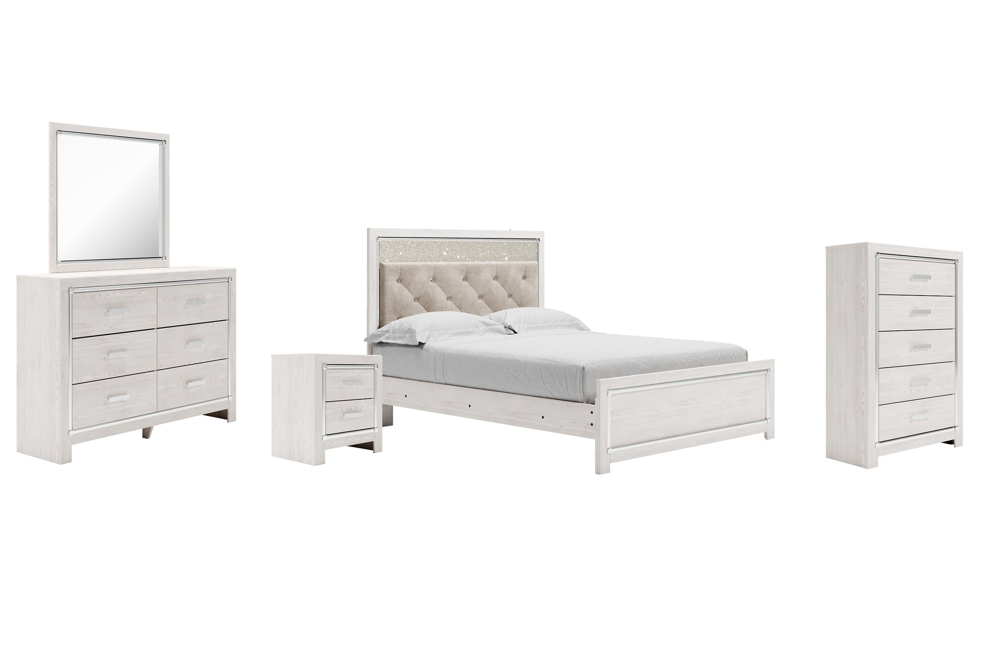 Altyra Queen Panel Bed with Mirrored Dresser, Chest and Nightstand Signature Design by Ashley®