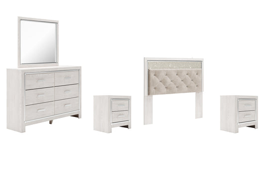 Altyra Queen Panel Headboard with Mirrored Dresser and 2 Nightstands Signature Design by Ashley®