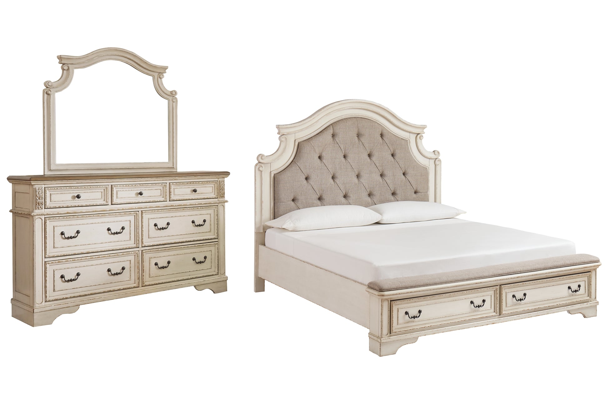 Realyn King Upholstered Bed with Mirrored Dresser Signature Design by Ashley®