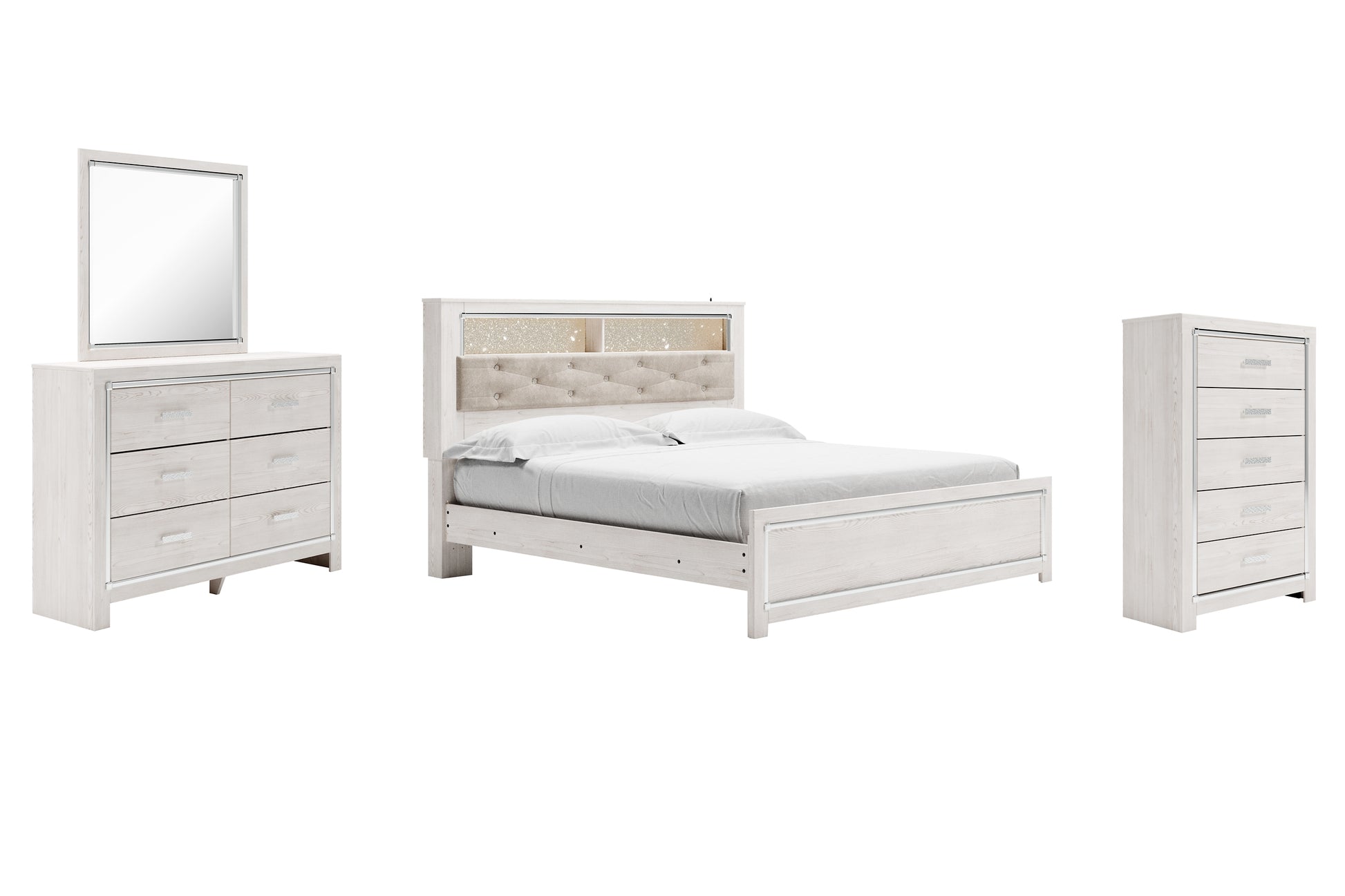 Altyra King Panel Bookcase Bed with Mirrored Dresser and Chest Signature Design by Ashley®